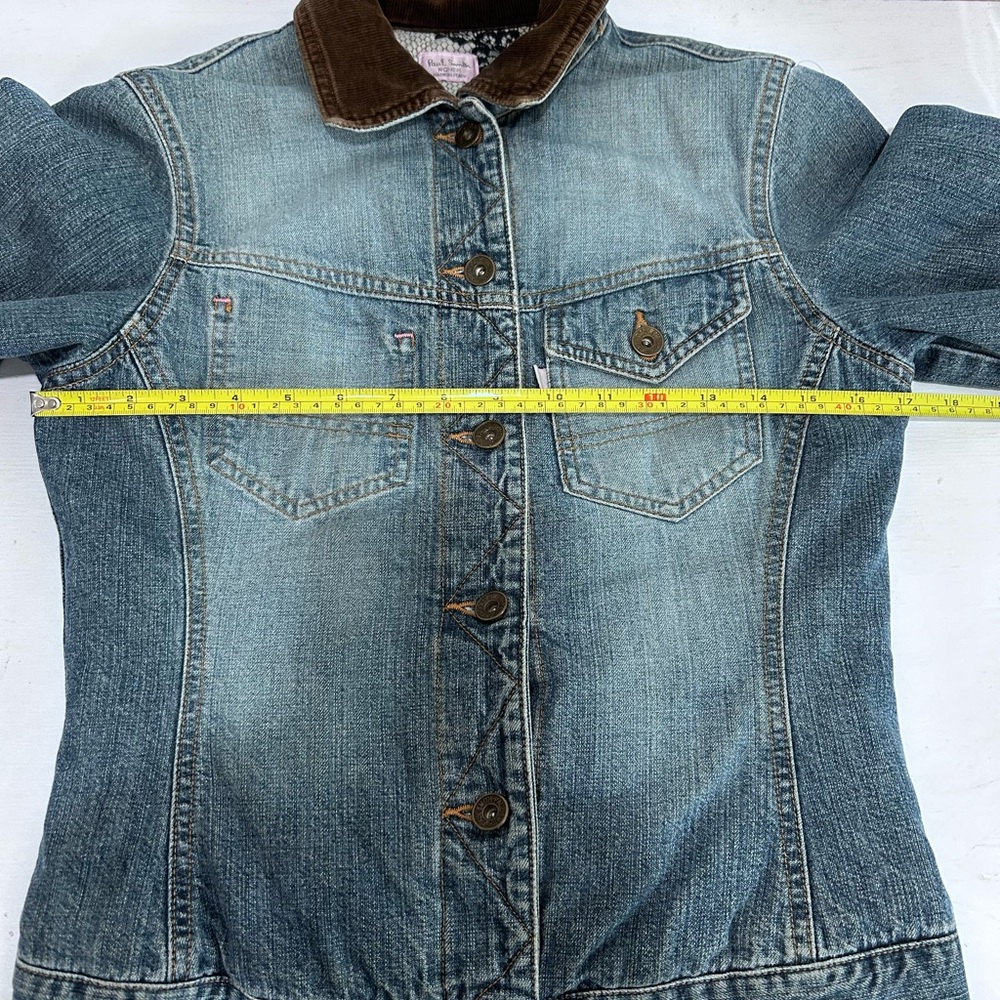 Vintage PAUL SMITH Pink label Denim Jacket Corduroy Collar Quilt Lining Size 42 - Picture 12 of 13